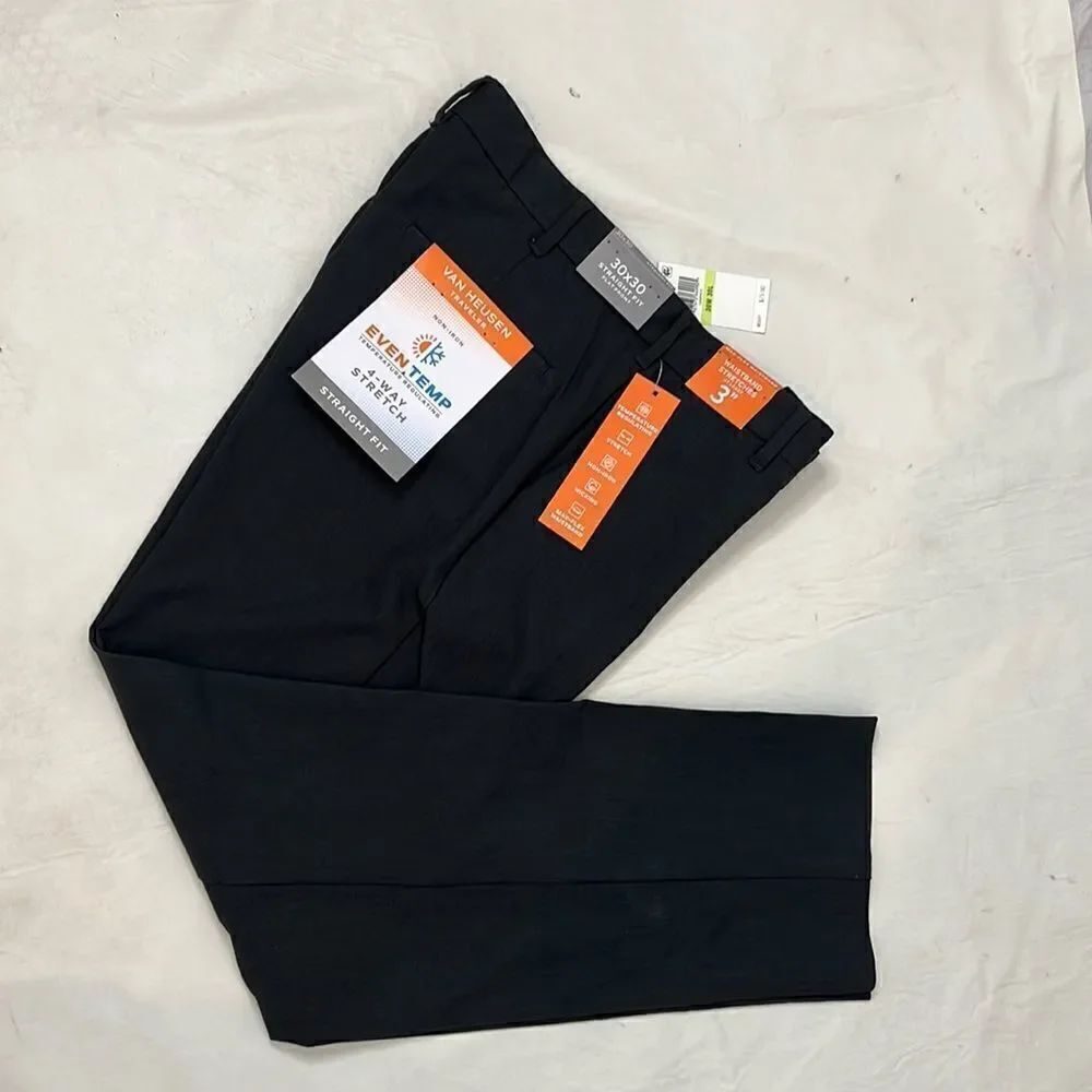 Van Heusen Traveler Grayn30 X 30 Straight Fit Flat Front Mens Dress Slack Pant